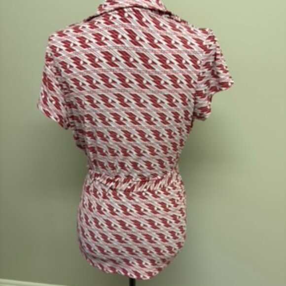 Red and White Wrap Blouse - Picture 2 of 3